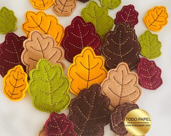 FELTIE Oak Leaf: Embroidered Fall Decor - Set of 2 Autumn Colors