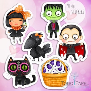 PEGATINAS espeluznantes y adorables, calcomanías troqueladas de vinilo para Halloween o amantes de los vampiros. Calcomanías troqueladas impermeables y removibles para computadoras portátiles, tabletas y vasos