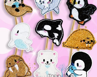 FELTIE Arctic Animal Paper Clips: Glitter Vinyl Planner Accessories