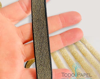 15 Yards of 3/8 Inch (10 mm) gouden keperstof elastiek OF 4,5 Yards of 3 5/8 Inch (93 mm), elastische rand, elastisch lint, naai-elastiek