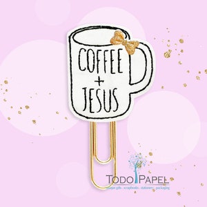 Café Jésus Trombones, aimants ou épingles. Believe & Faith Accessoires pour agenda Marque-pages amusants pour journaux intimes Coffee + Jesus Cup