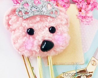 The Cutest Fluffy Pink Princess Bear Planner Paper Clip is 1.75" |  A Perfect Bookmarker for Happy Planners, Journals, Diaries, Organisers