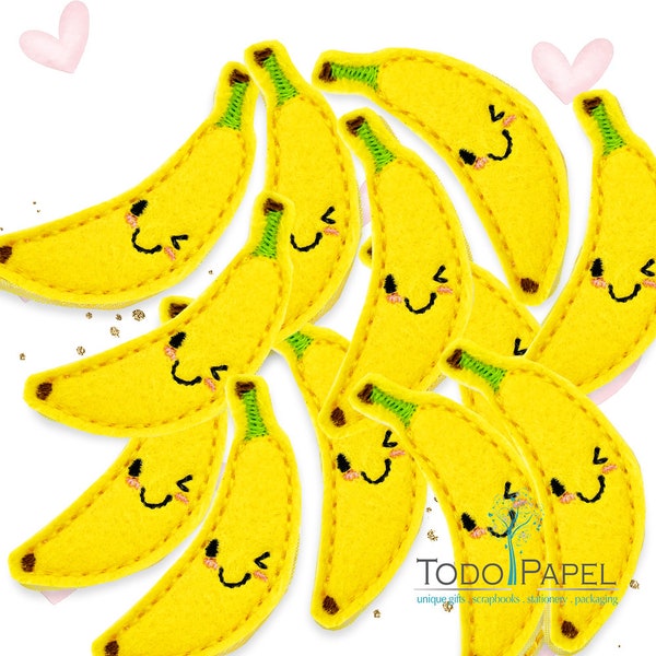 Kawaii Banana FELTIES - Singles or Sets - Embellishments for bow making, crafts, scrapbooks, gifts - cupcake toppers, party favors, garlands