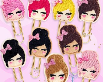 FELTIE Messy Bun Girl Felt Paper Clip: Planner Accessory