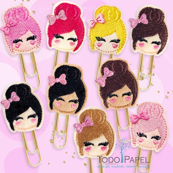 FELTIE Messy Bun Girl Felt Paper Clip: Planner Accessory
