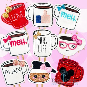 Mug Life Planner Paper Clips, Magnets or lapel pins. Coffee Lover gift. Fun Planner accessory 9 Designs. Kawaii Cup, Mouse Mug, Cup of Joe