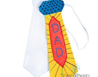 Color Me Neck Ties - Set of 2 Plain White Cotton ties for Daddy or playing grown up - Create your own Fun Designs - craft projects for kids