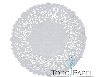 50ct - 12" SILVER Foil Lace Doilies - Premium Quality Sturdy Silver Charger plate doilies for Weddings and Party Events - Quality Embossing