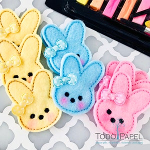 Bunny Peeps FELTIES - Yellow, Blue or Pink Spring time Felt Bunnies - Embellishments for bows, crafts, cards, planners, diaries and gifts