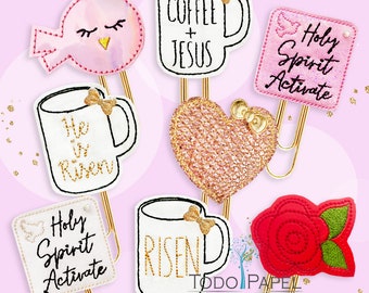 Coffee + Jesus Novelty Planner Paper Clips, Magnets or Brooch Pins. Believe & Faith Planner accessories Fun Bookmarks for Journals, Diaries