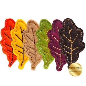 OakTree Leaf FELTIES - 5 Leaves per pack - Choose from 6 Fall colors : Brown, Burgundy, Yellow, Orange, Green or Tan - Fun Embellishments!