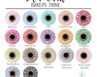 Bakers Twine - Choose from 20, 30, 40 or 60 yds & 17 amazing Colors - Cotton floss string. Gift wrap in style,  Packaging, Creative crafts.