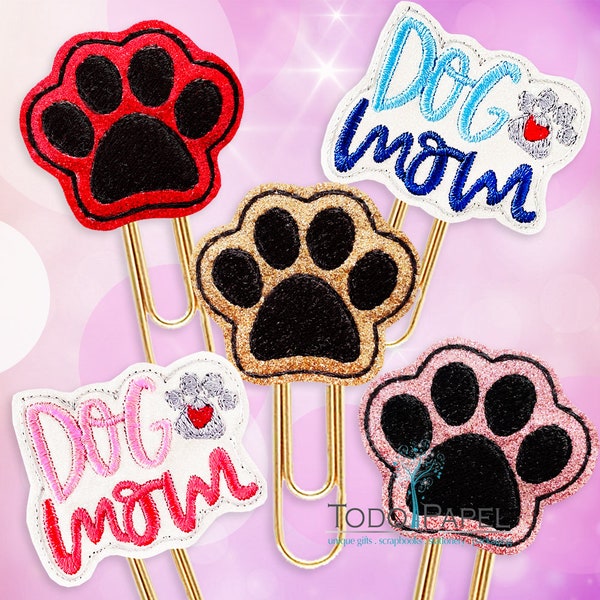 Dog Mom and Paw Print Planner Paper Clip, Magnet or Brooch. Dog and Puppy Lover Gifts. Novelty Planner Accessory. Bookmarks for Journals