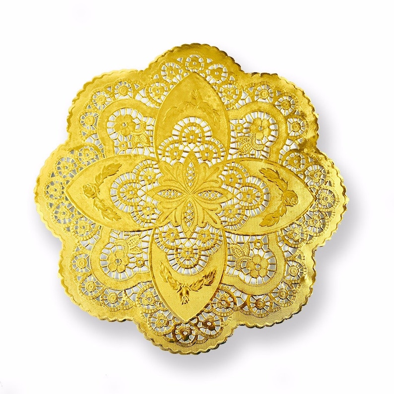 12 Inch Premium Gold Metallic Foil Paper Doilies Unique Etsy