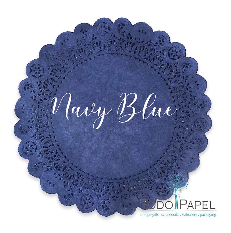 Premium Hand-Dyed Vivid Color Paper Doilies, Choose from 25 Colors and Sizes from 4, 6, 8,10, 12, 14 Wedding, Party Event Table Decor Navy Blue