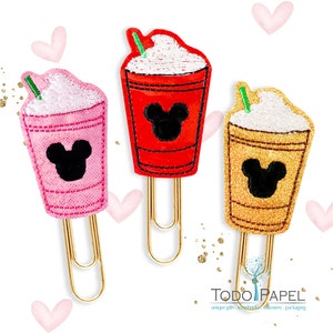 Mouse Frappuccino Planner Paper Clips or Magnets - Choose from 3 Colors, embellish your Planner, Diary, Agenda, Journal or magnetic surfaces