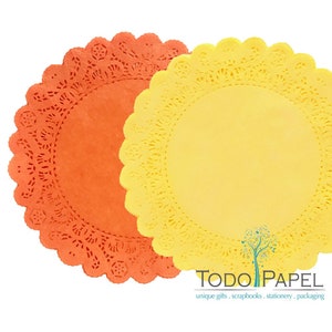 Fiesta Party Paper Lace Doilies 30pk 5 of Each color Turquoise, Violet, Yellow, Green,Tangerine, Blue Choose from 4/6/8/10/12/14 image 7