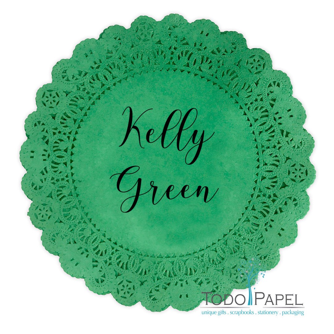 KELLY GREEN Paper Doilies Color Doilies in 4, 6,8,10, 12, 14 Irish