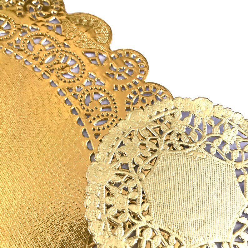 12 Rich Yellow GOLD Metallic Foil Paper Doilies in Wales Etsy