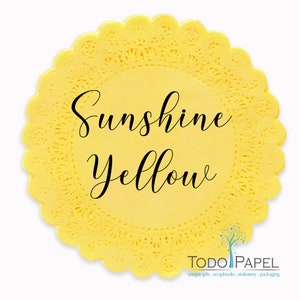 Premium Hand-Dyed Vivid Color Paper Doilies, Choose from 25 Colors and Sizes from 4, 6, 8,10, 12, 14 Wedding, Party Event Table Decor Sunshine Yellow