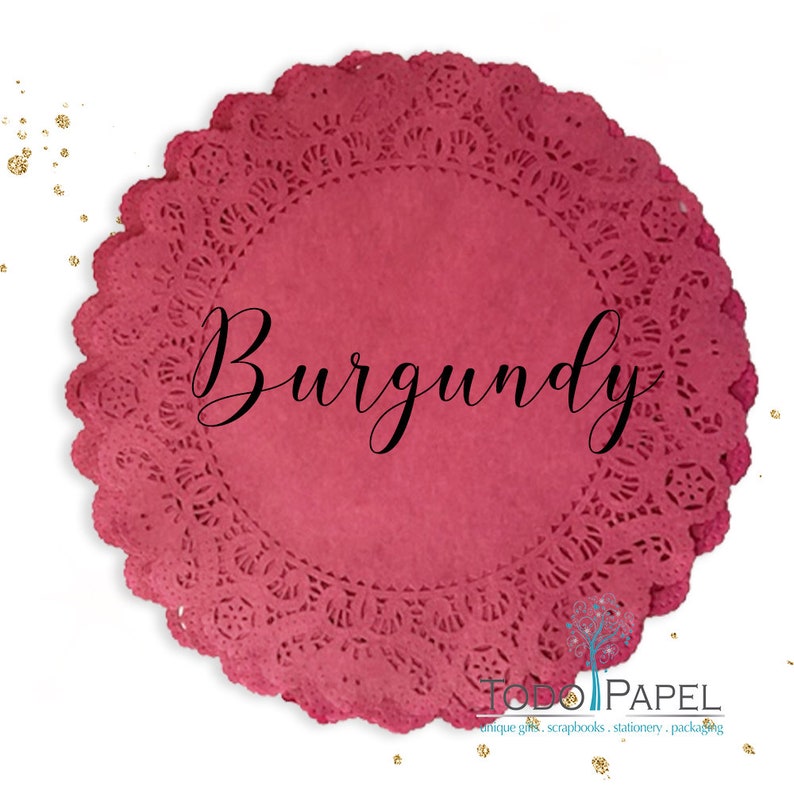 Premium Hand-Dyed Vivid Color Paper Doilies, Choose from 25 Colors and Sizes from 4, 6, 8,10, 12, 14 Wedding, Party Event Table Decor Burgundy