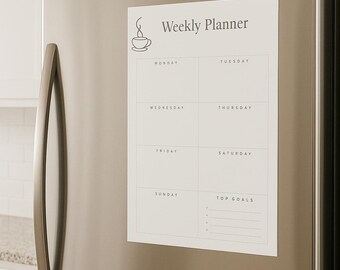 Planificador semanal minimalista imprimible – Organizador de nevera en blanco y negro (Descarga digital)