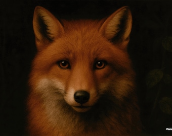 Rustic Fox Wall Art, Forest Animal Poster, Digital Woodland Download, Printable Home Decor