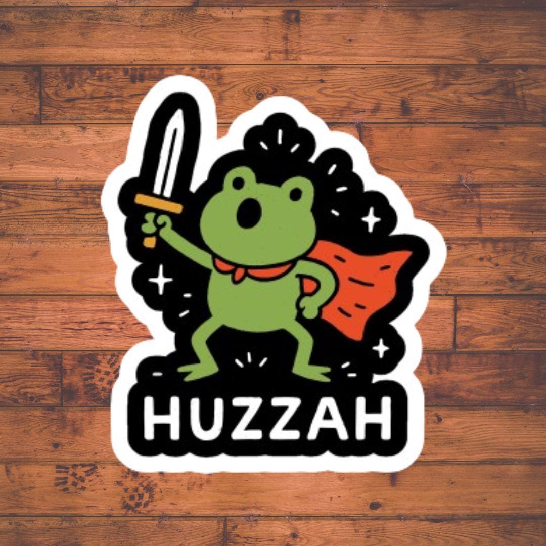 Huzzah Frog Knight Vinyl Sticker, Funny Medieval Faire Frog - Etsy