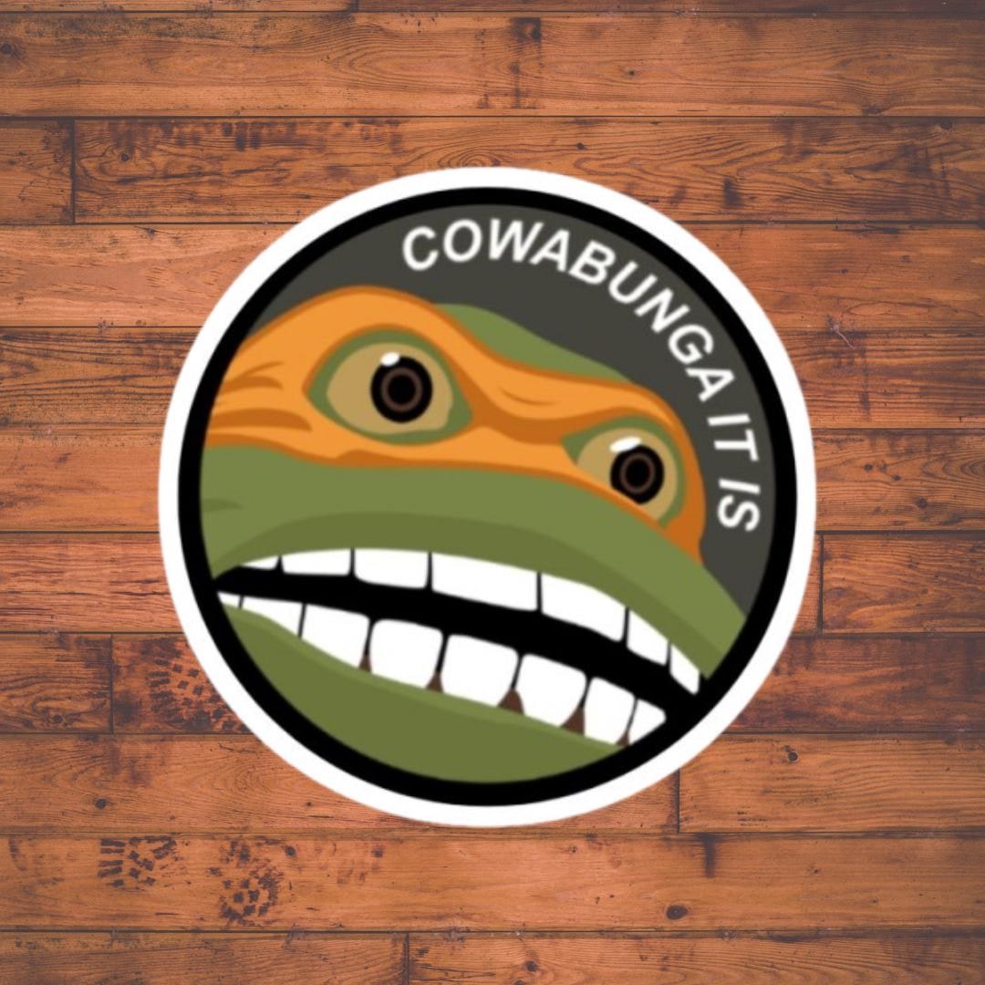 Cowabunga It Is! Vinyl Sticker, Sticker for Laptop, Waterbottle ...