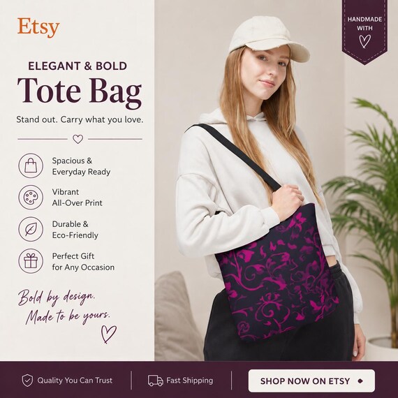 Floral Tote Bag | All Over Print | Unisex, durable polyester