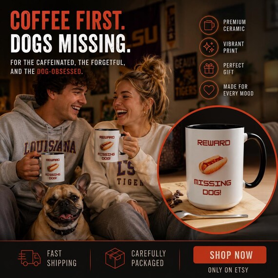 Funny 'Missing Dog' Reward Coffee Mug – Novelty Gift