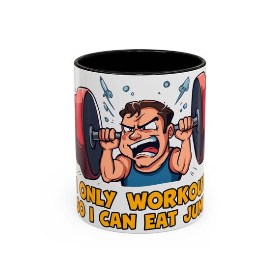 Workout for Junk Food Ceramic Mug | Gym Humor Coffee Cup