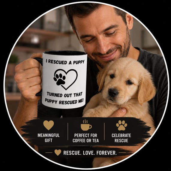 Rescue Puppy Coffee Mug – Dog Lover Gift, Animal Adoption