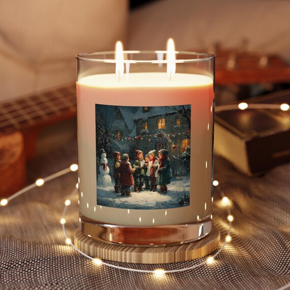 Festive Holiday Soy Candle – White Tea & Fig, Dual Wick, 65 Hour Burn| Christmas Gift