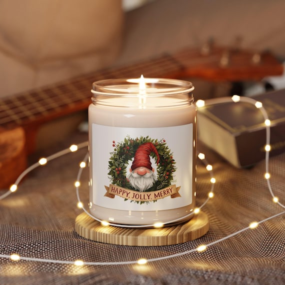 Scented Soy Gnome Christmas Candle, 9oz| Christmas Decor Gift