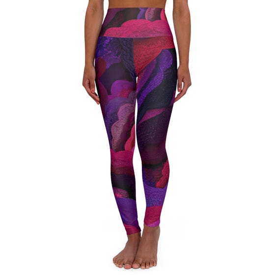 Abstract Leggings Floral Waves High Waisted Yoga Pants| Workout & Activewear