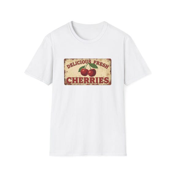 Retro Cherries Tee | Fruit Farm Graphic Shirt| Summer Garden Farmstand Design