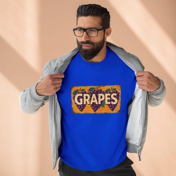 Grapes Vintage Crate Label Sweatshirt | Fruit Market Graphic