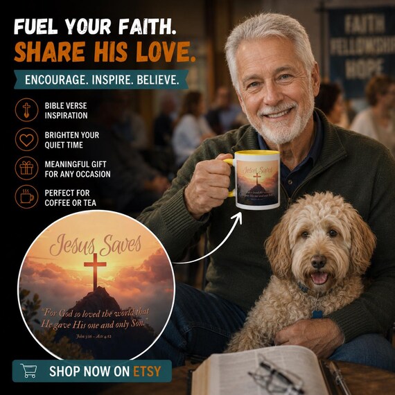 Jesus Saves Scripture Cross Sunrise mug | Accent Coffee Mug 11oz 15oz| Jesus Followers Gift