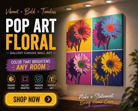 Flowers Wall Art, Gerbera Daisy Canvas | Colorful Modern Floral Gallery