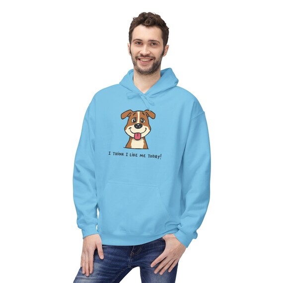 Cartoon Dog Fleece Hoodie: Unisex Puppy Illustration Gift