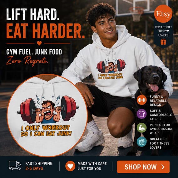Exercise Hoodie | Gym Humor Pullover Sweatshirt | Unisex Casual Fitness Top with Vintage Barbell Design