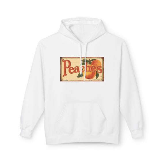 Peaches Hoodie | Retro Fruit Graphic Sweatshirt | Vintage Farmhouse, Orchard, Summer, Rustic Style, Unisex