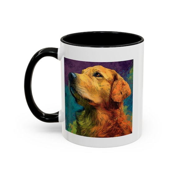 Colorful Golden Labrador Portrait Mug | Accent Coffee Mug 11oz 15oz