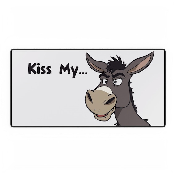 Comical Donkey Themed Mouse Pad Kiss My...| Funny Animal Desk Pad| Computer Lovers Gift