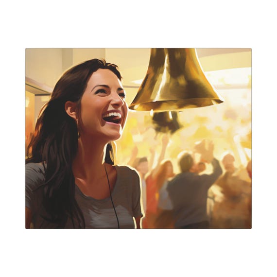 Cancer Bell Wall Art  Surrealist oil painting, Floating Forest City Canvas Framed | Doctor Office