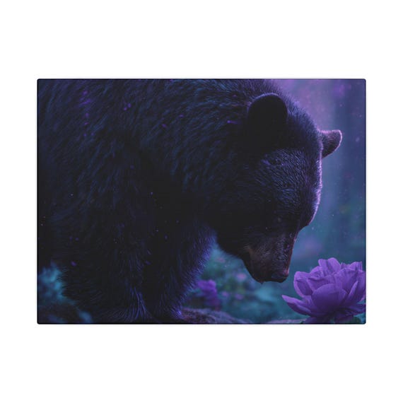 Bear and Flower Canvas Art, Enchanted Forest Print