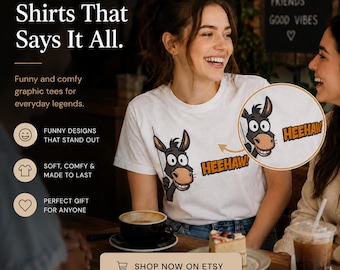 Fun Donkey Tee | Funny Animal Graphic Shirt, Casual Farm Humor Cotton