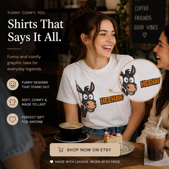 Fun Donkey Tee | Funny Animal Graphic Shirt, Casual Farm Humor Cotton