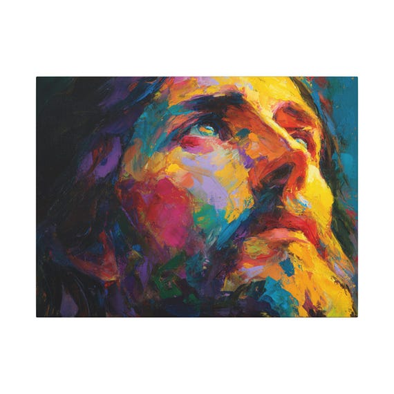 Colorful Jesus Portrait Canvas | Matte Stretched Wall Art